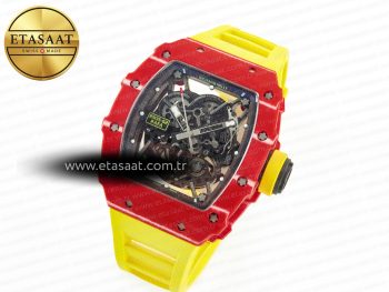 RM035 Red Carbon SONIC Best Edition Skeleton Dial on Yellow Rubber Strap Clone RMUL2 V2