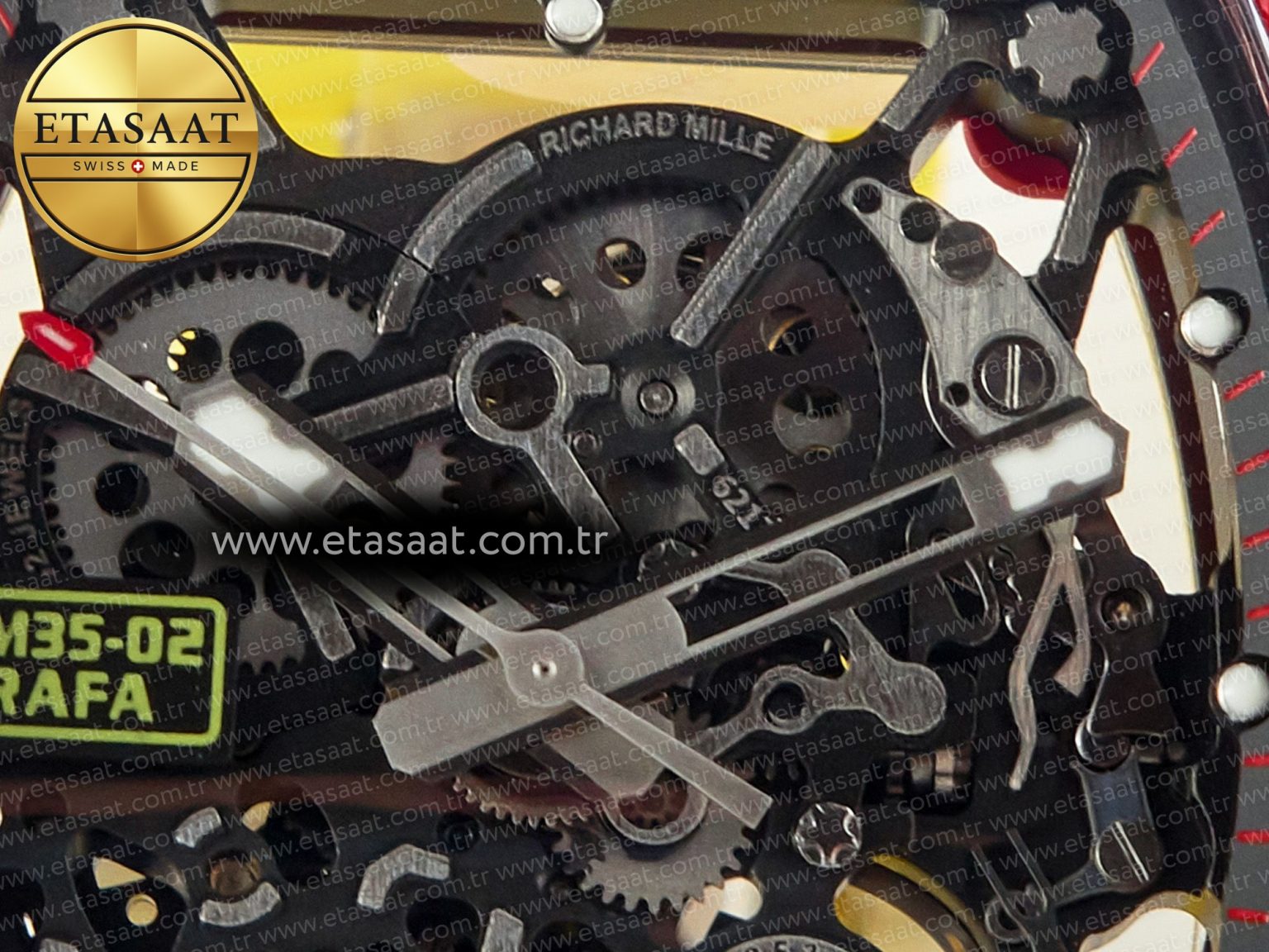 RM035 Red Carbon SONIC Best Edition Skeleton Dial on Yellow Rubber Strap Clone RMUL2 V2 - Görsel 11