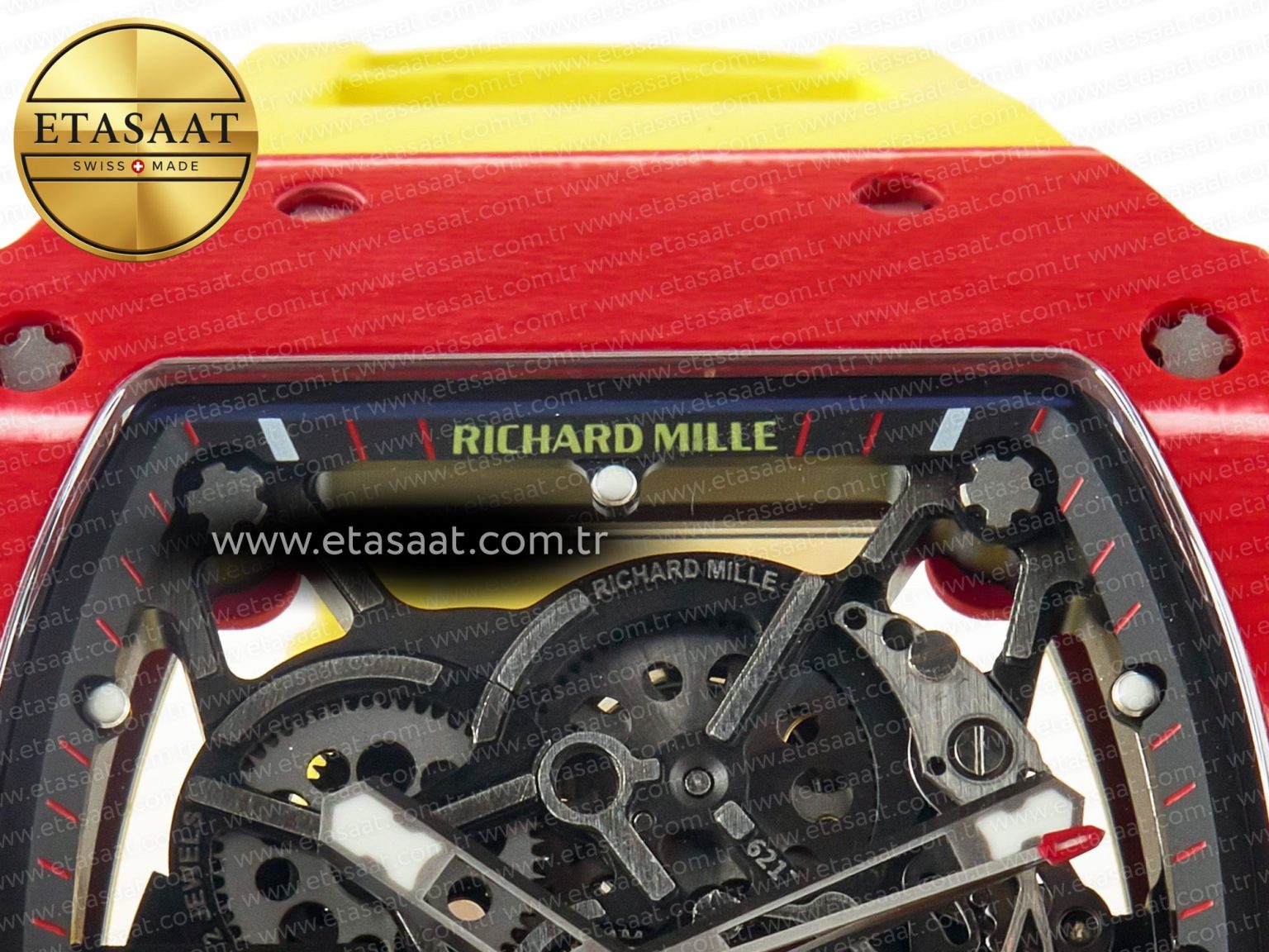 RM035 Red Carbon SONIC Best Edition Skeleton Dial on Yellow Rubber Strap Clone RMUL2 V2 - Görsel 14