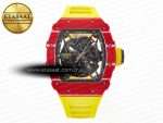RM035 Red Carbon SONIC Best Edition Skeleton Dial on Yellow Rubber Strap Clone RMUL2 V2 - Görsel 3