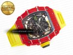 RM035 Red Carbon SONIC Best Edition Skeleton Dial on Yellow Rubber Strap Clone RMUL2 V2 - Görsel 8