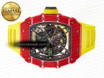 RM035 Red Carbon SONIC Best Edition Skeleton Dial on Yellow Rubber Strap Clone RMUL2 V2 - Görsel 9