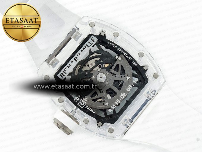 RM035 TRANSPARENT SONIC Best Edition Skeleton Dial on White Rubber Strap Clone RMUL2 V2 - Görsel 11