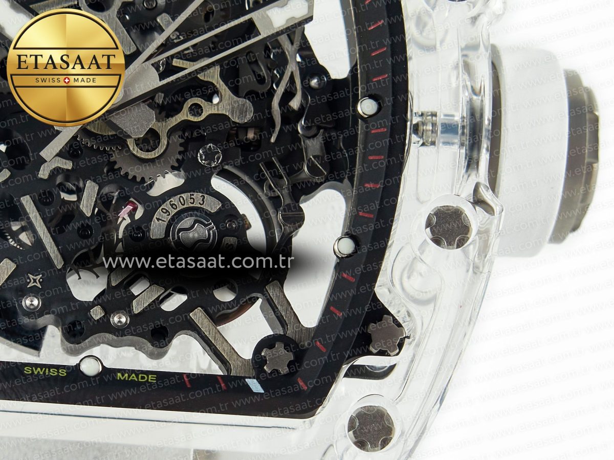 RM035 TRANSPARENT SONIC Best Edition Skeleton Dial on White Rubber Strap Clone RMUL2 V2 - Görsel 14