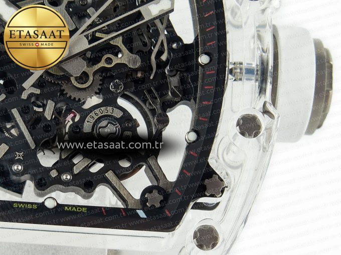 RM035 TRANSPARENT SONIC Best Edition Skeleton Dial on White Rubber Strap Clone RMUL2 V2 - Görsel 14