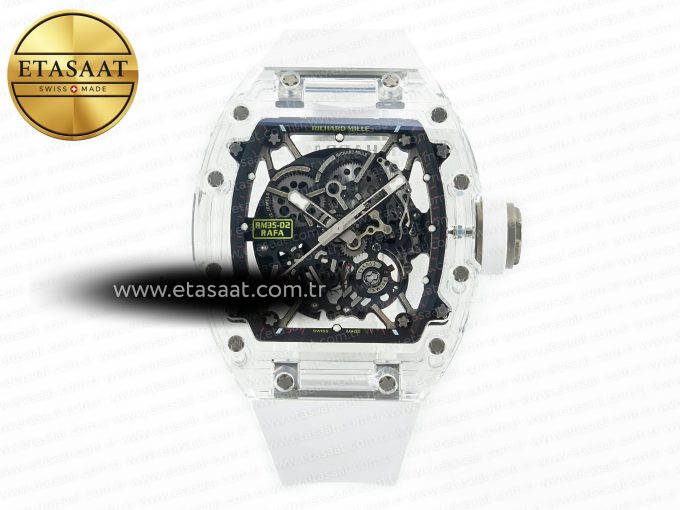 RM035 TRANSPARENT SONIC Best Edition Skeleton Dial on White Rubber Strap Clone RMUL2 V2 - Görsel 3