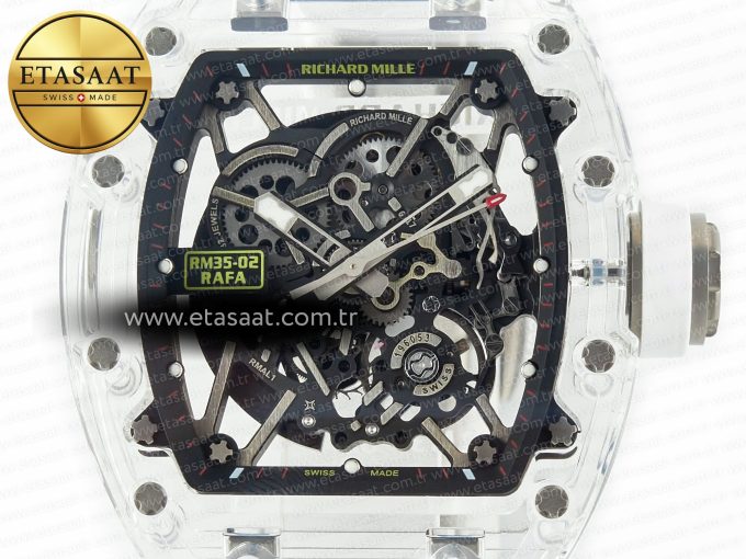 RM035 TRANSPARENT SONIC Best Edition Skeleton Dial on White Rubber Strap Clone RMUL2 V2 - Görsel 4