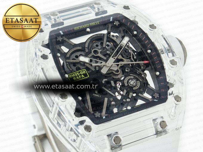 RM035 TRANSPARENT SONIC Best Edition Skeleton Dial on White Rubber Strap Clone RMUL2 V2 - Görsel 5