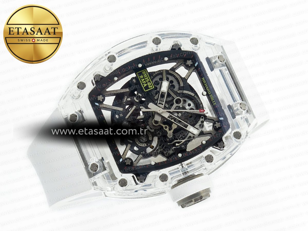 RM035 TRANSPARENT SONIC Best Edition Skeleton Dial on White Rubber Strap Clone RMUL2 V2 - Görsel 8