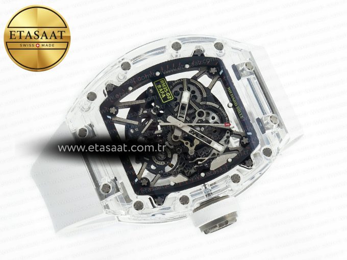 RM035 TRANSPARENT SONIC Best Edition Skeleton Dial on White Rubber Strap Clone RMUL2 V2 - Görsel 8