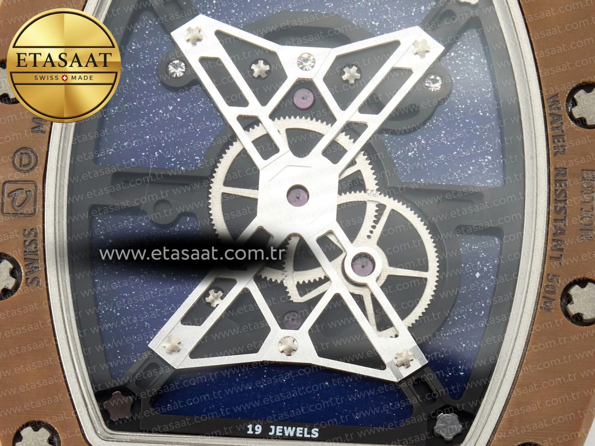 RM052-05 Brown Ceramic Bezel Carbon Case YSF Best Edition Skeleton Dial on Orange Rubber Strap Tourbillon - Görsel 12