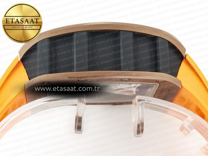 RM052-05 Brown Ceramic Bezel Carbon Case YSF Best Edition Skeleton Dial on Orange Rubber Strap Tourbillon - Görsel 13