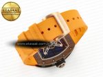 RM052-05 Brown Ceramic Bezel Carbon Case YSF Best Edition Skeleton Dial on Orange Rubber Strap Tourbillon - Görsel 15