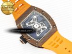 RM052-05 Brown Ceramic Bezel Carbon Case YSF Best Edition Skeleton Dial on Orange Rubber Strap Tourbillon - Görsel 16