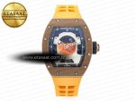 RM052-05 Brown Ceramic Bezel Carbon Case YSF Best Edition Skeleton Dial on Orange Rubber Strap Tourbillon - Görsel 3