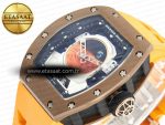 RM052-05 Brown Ceramic Bezel Carbon Case YSF Best Edition Skeleton Dial on Orange Rubber Strap Tourbillon - Görsel 6