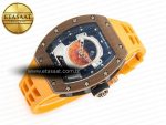 RM052-05 Brown Ceramic Bezel Carbon Case YSF Best Edition Skeleton Dial on Orange Rubber Strap Tourbillon - Görsel 8