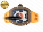 RM052-05 Brown Ceramic Bezel Carbon Case YSF Best Edition Skeleton Dial on Orange Rubber Strap Tourbillon - Görsel 9