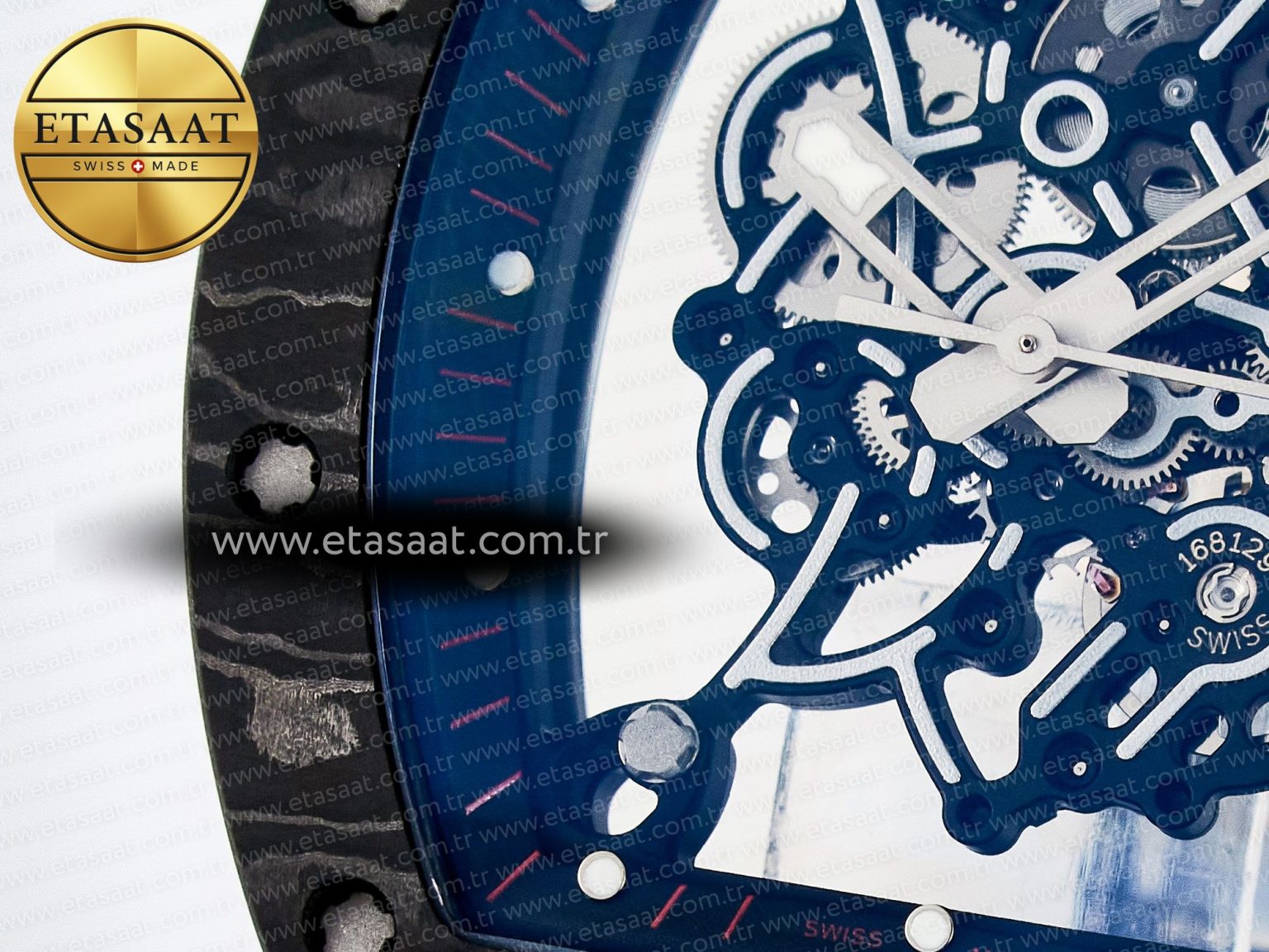 RM055 NTPT UOKF 1:1 Best Edition Black Inner Bezel Black Crown on Black Rubber Strap RMUL2 Super Clone - Görsel 11