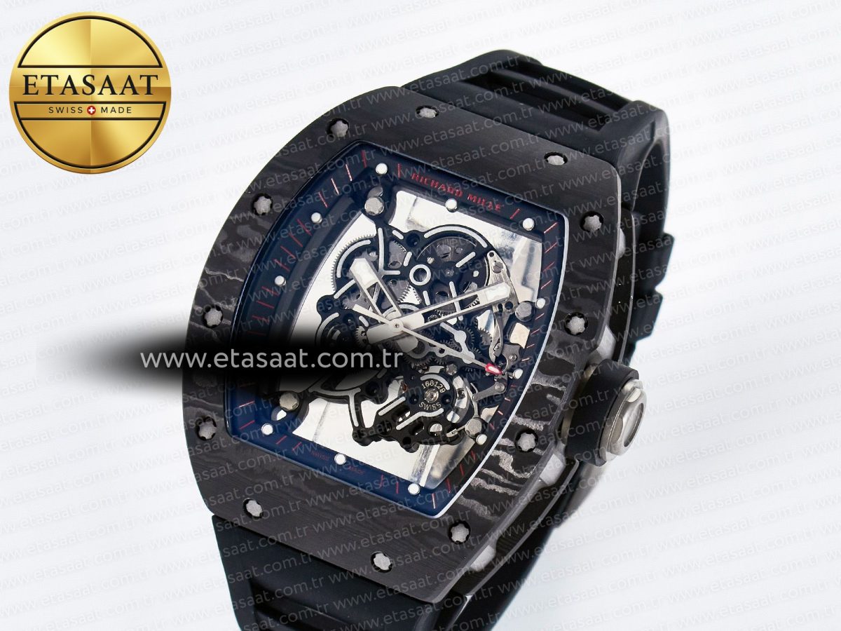 RM055 NTPT UOKF 1:1 Best Edition Black Inner Bezel Black Crown on Black Rubber Strap RMUL2 Super Clone - Görsel 2