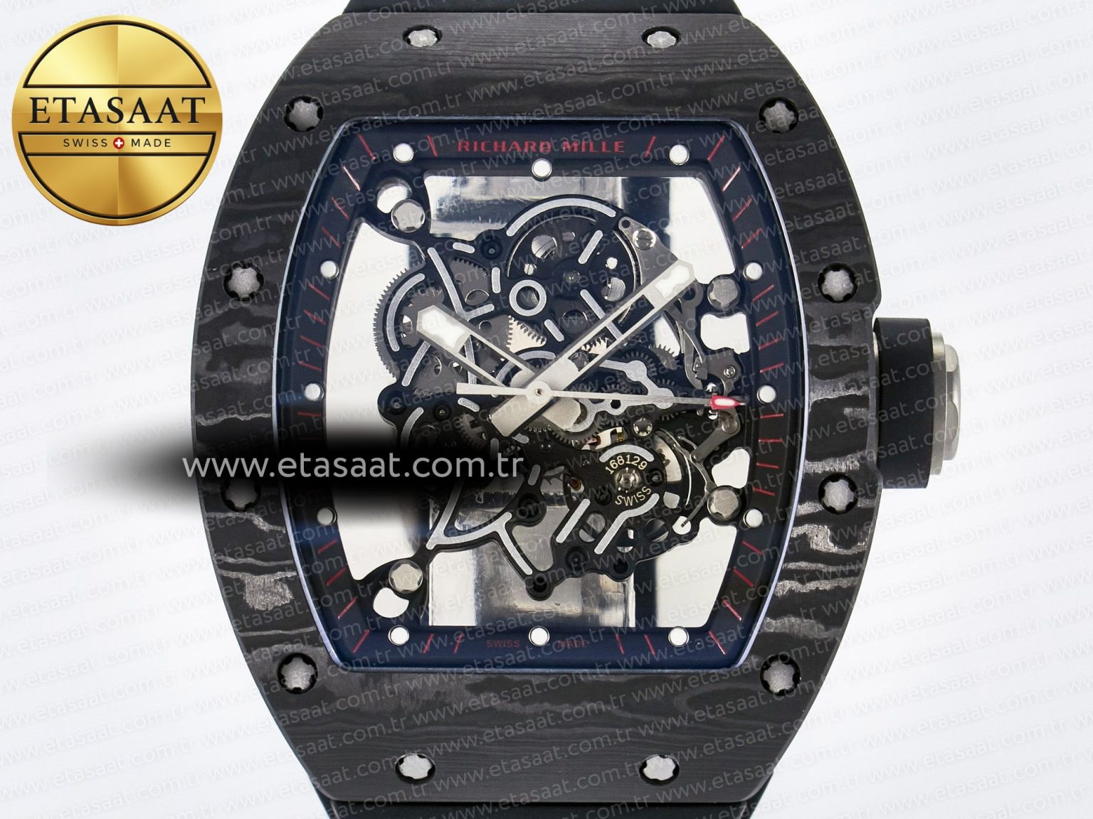 RM055 NTPT UOKF 1:1 Best Edition Black Inner Bezel Black Crown on Black Rubber Strap RMUL2 Super Clone - Görsel 4