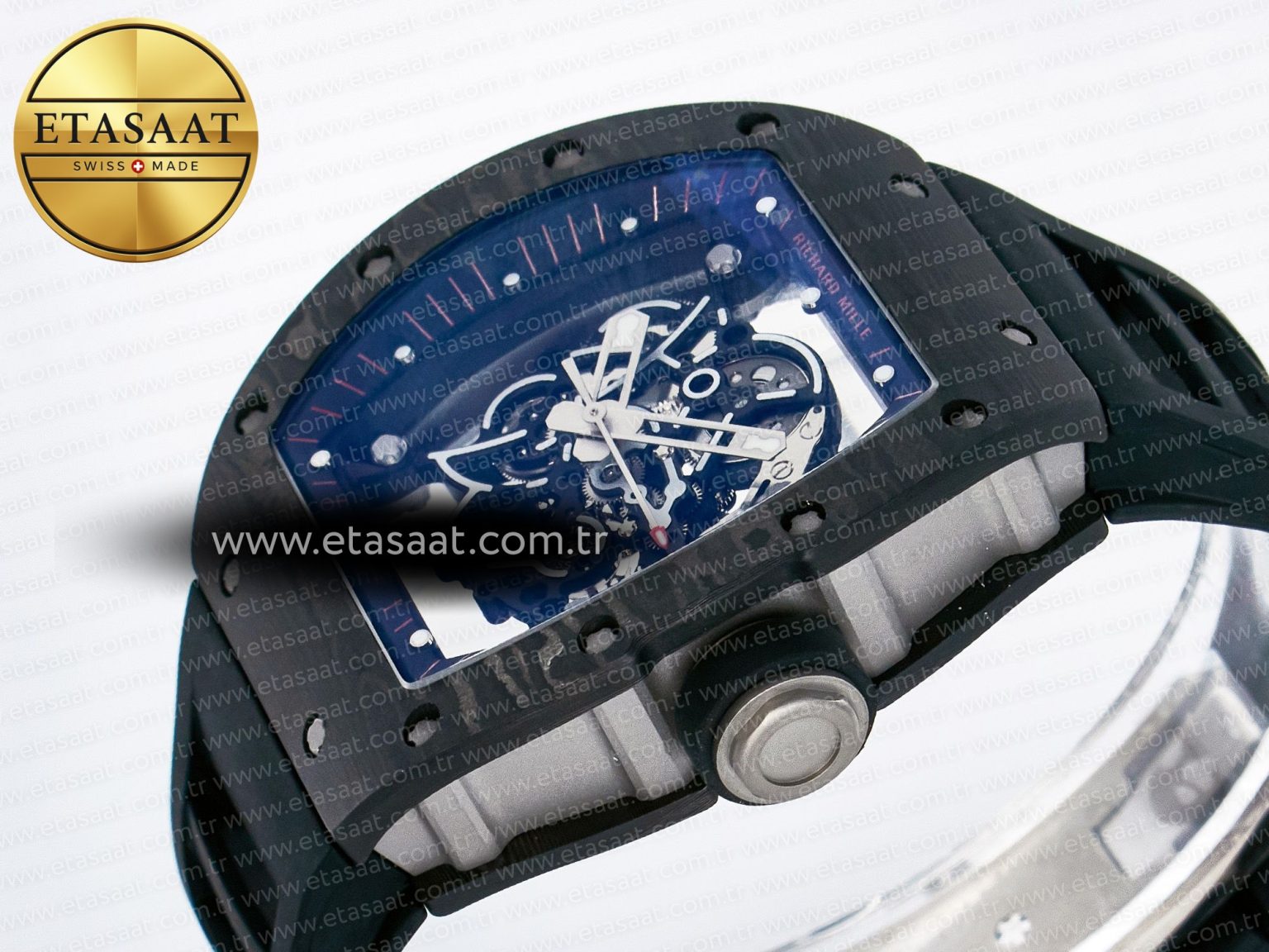 RM055 NTPT UOKF 1:1 Best Edition Black Inner Bezel Black Crown on Black Rubber Strap RMUL2 Super Clone - Görsel 6
