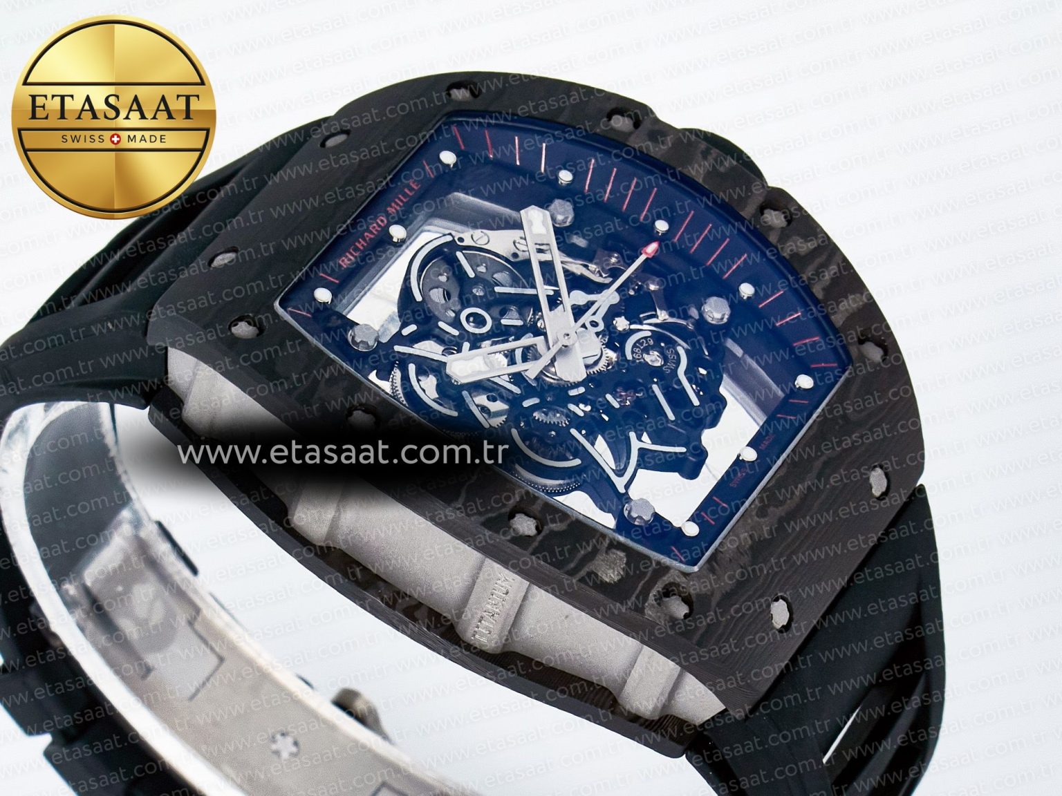 RM055 NTPT UOKF 1:1 Best Edition Black Inner Bezel Black Crown on Black Rubber Strap RMUL2 Super Clone - Görsel 7