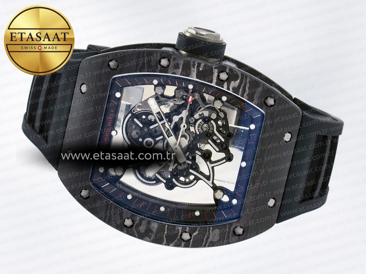 RM055 NTPT UOKF 1:1 Best Edition Black Inner Bezel Black Crown on Black Rubber Strap RMUL2 Super Clone - Görsel 9