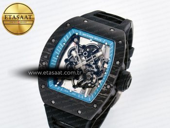 RM055 NTPT UOKF 1:1 Best Edition Blue Inner Bezel Black Crown on Black Rubber Strap RMUL2 Super Clone