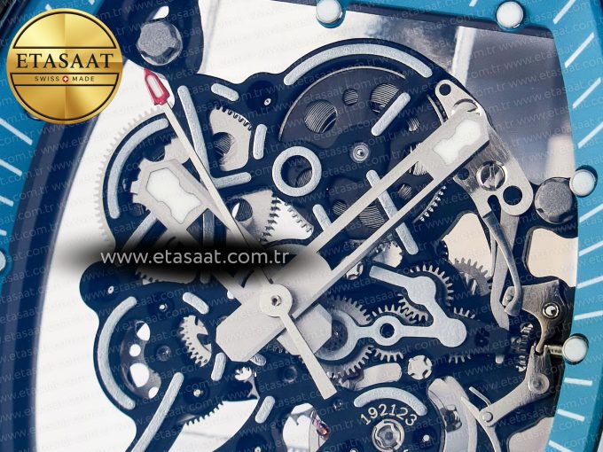RM055 NTPT UOKF 1:1 Best Edition Blue Inner Bezel Black Crown on Black Rubber Strap RMUL2 Super Clone - Görsel 10