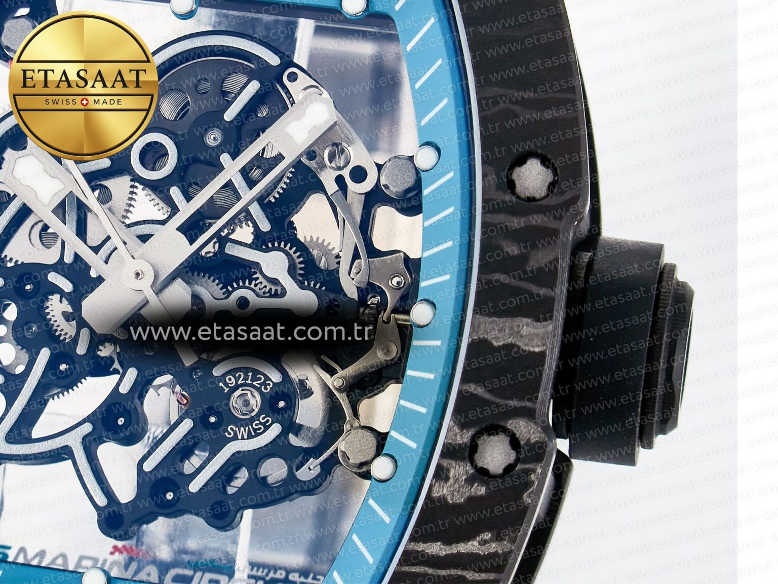 RM055 NTPT UOKF 1:1 Best Edition Blue Inner Bezel Black Crown on Black Rubber Strap RMUL2 Super Clone - Görsel 11