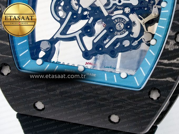 RM055 NTPT UOKF 1:1 Best Edition Blue Inner Bezel Black Crown on Black Rubber Strap RMUL2 Super Clone - Görsel 12
