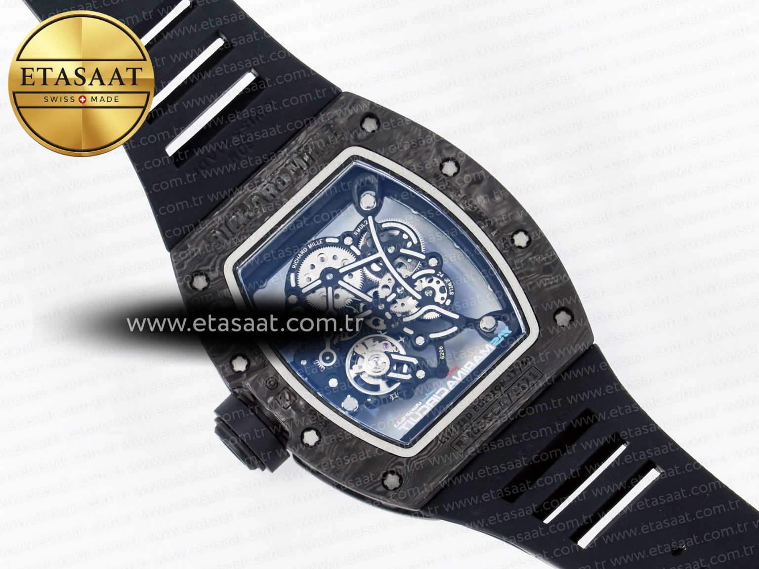 RM055 NTPT UOKF 1:1 Best Edition Blue Inner Bezel Black Crown on Black Rubber Strap RMUL2 Super Clone - Görsel 16