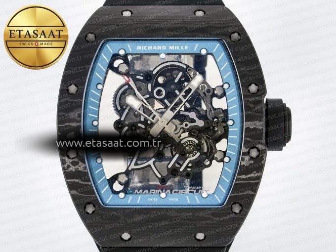 RM055 NTPT UOKF 1:1 Best Edition Blue Inner Bezel Black Crown on Black Rubber Strap RMUL2 Super Clone - Görsel 4
