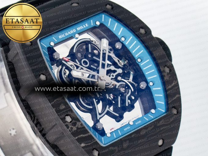 RM055 NTPT UOKF 1:1 Best Edition Blue Inner Bezel Black Crown on Black Rubber Strap RMUL2 Super Clone - Görsel 5