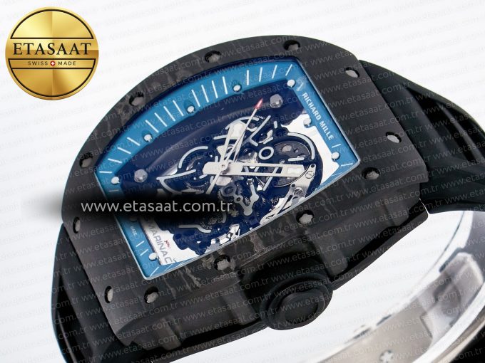 RM055 NTPT UOKF 1:1 Best Edition Blue Inner Bezel Black Crown on Black Rubber Strap RMUL2 Super Clone - Görsel 6