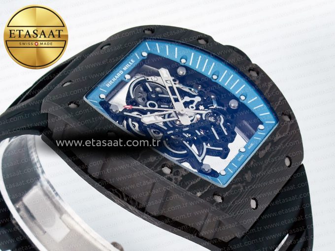 RM055 NTPT UOKF 1:1 Best Edition Blue Inner Bezel Black Crown on Black Rubber Strap RMUL2 Super Clone - Görsel 7