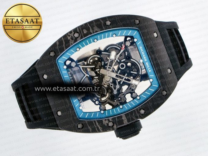 RM055 NTPT UOKF 1:1 Best Edition Blue Inner Bezel Black Crown on Black Rubber Strap RMUL2 Super Clone - Görsel 8