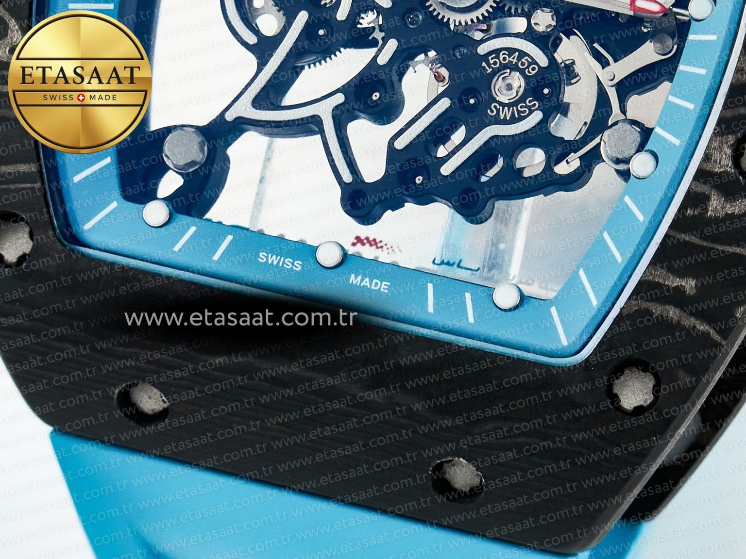 RM055 NTPT UOKF 1:1 Best Edition Blue Inner Bezel Black Crown on Blue Rubber Strap RMUL2 Super Clone - Görsel 12