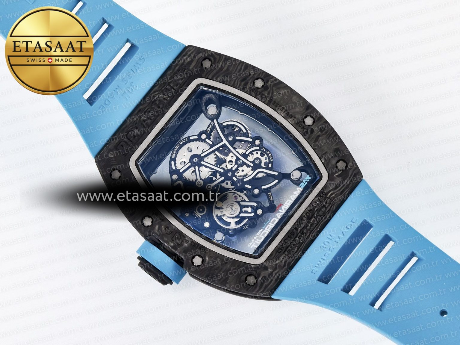 RM055 NTPT UOKF 1:1 Best Edition Blue Inner Bezel Black Crown on Blue Rubber Strap RMUL2 Super Clone - Görsel 16