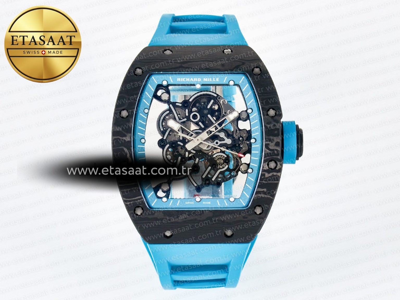 RM055 NTPT UOKF 1:1 Best Edition Blue Inner Bezel Black Crown on Blue Rubber Strap RMUL2 Super Clone - Görsel 3