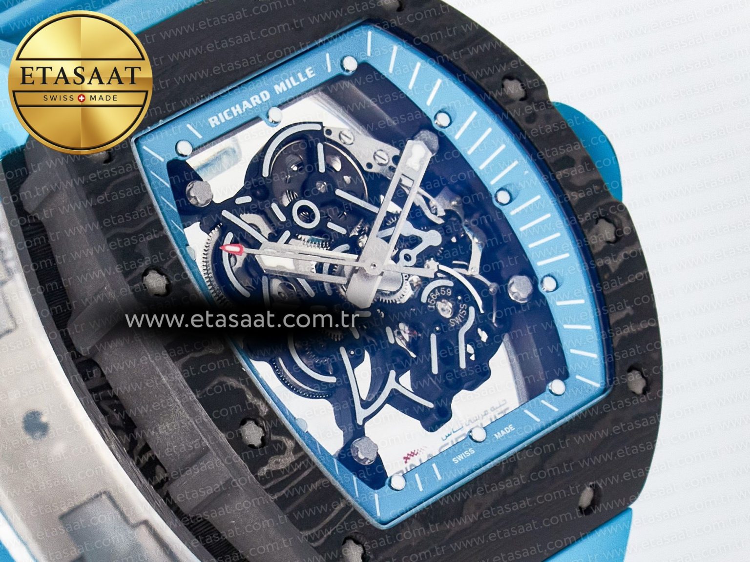 RM055 NTPT UOKF 1:1 Best Edition Blue Inner Bezel Black Crown on Blue Rubber Strap RMUL2 Super Clone - Görsel 5