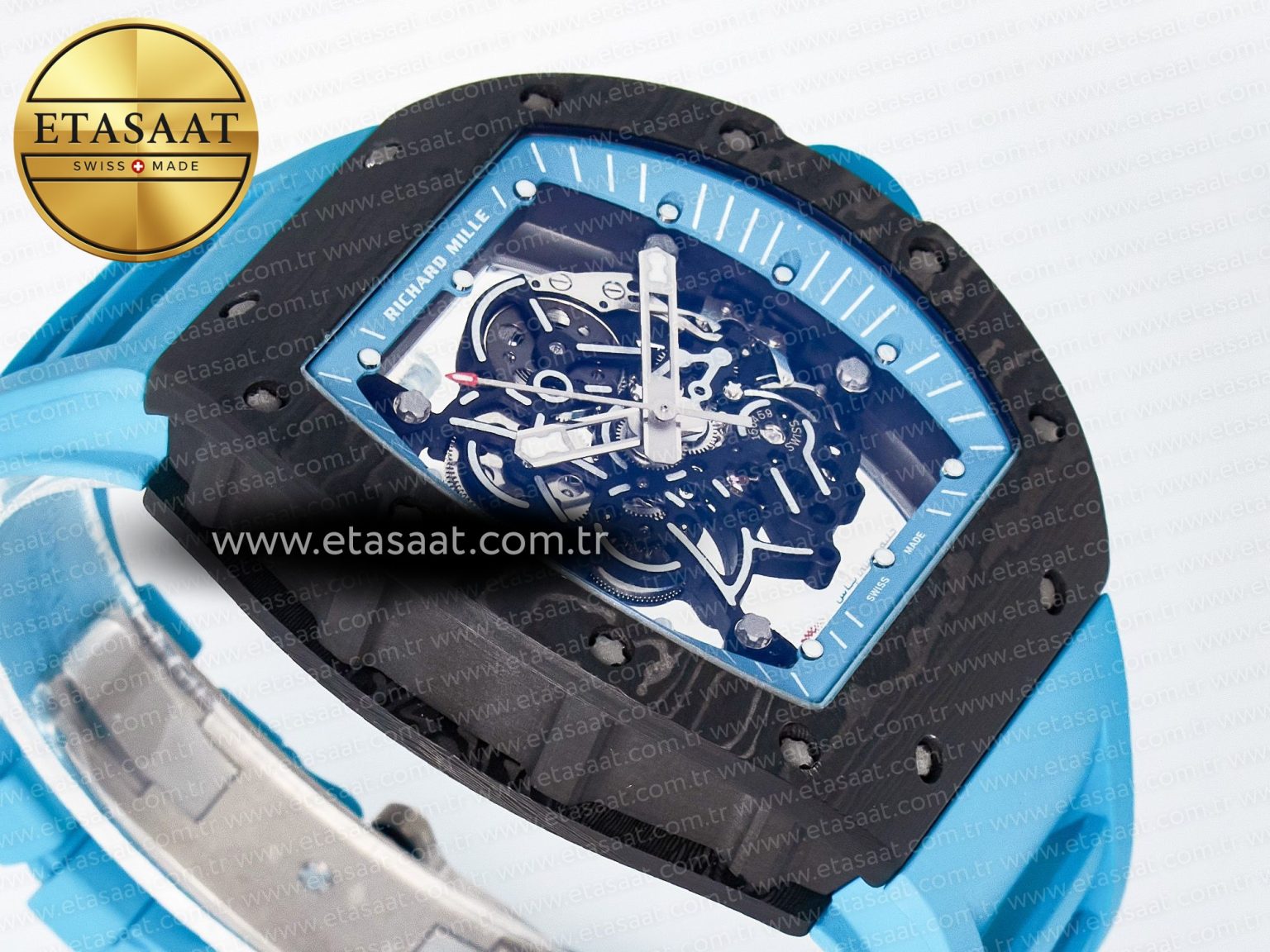 RM055 NTPT UOKF 1:1 Best Edition Blue Inner Bezel Black Crown on Blue Rubber Strap RMUL2 Super Clone - Görsel 7