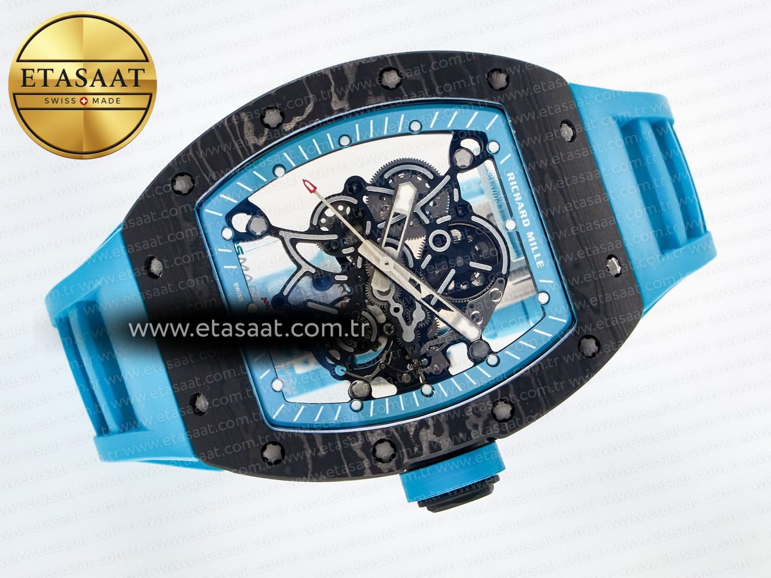 RM055 NTPT UOKF 1:1 Best Edition Blue Inner Bezel Black Crown on Blue Rubber Strap RMUL2 Super Clone - Görsel 8