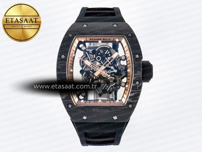 RM055 NTPT UOKF 1:1 Best Edition RG Inner Bezel Black Crown on Black Rubber Strap RMUL2 Super Clone - Görsel 3
