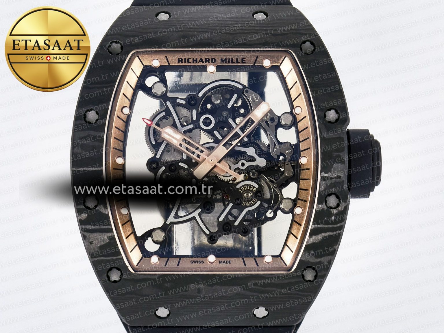 RM055 NTPT UOKF 1:1 Best Edition RG Inner Bezel Black Crown on Black Rubber Strap RMUL2 Super Clone - Görsel 4