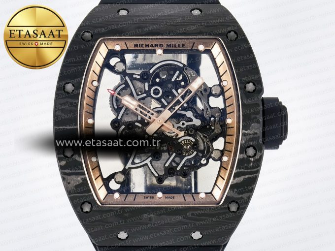 RM055 NTPT UOKF 1:1 Best Edition RG Inner Bezel Black Crown on Black Rubber Strap RMUL2 Super Clone - Görsel 4