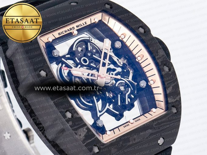 RM055 NTPT UOKF 1:1 Best Edition RG Inner Bezel Black Crown on Black Rubber Strap RMUL2 Super Clone - Görsel 5