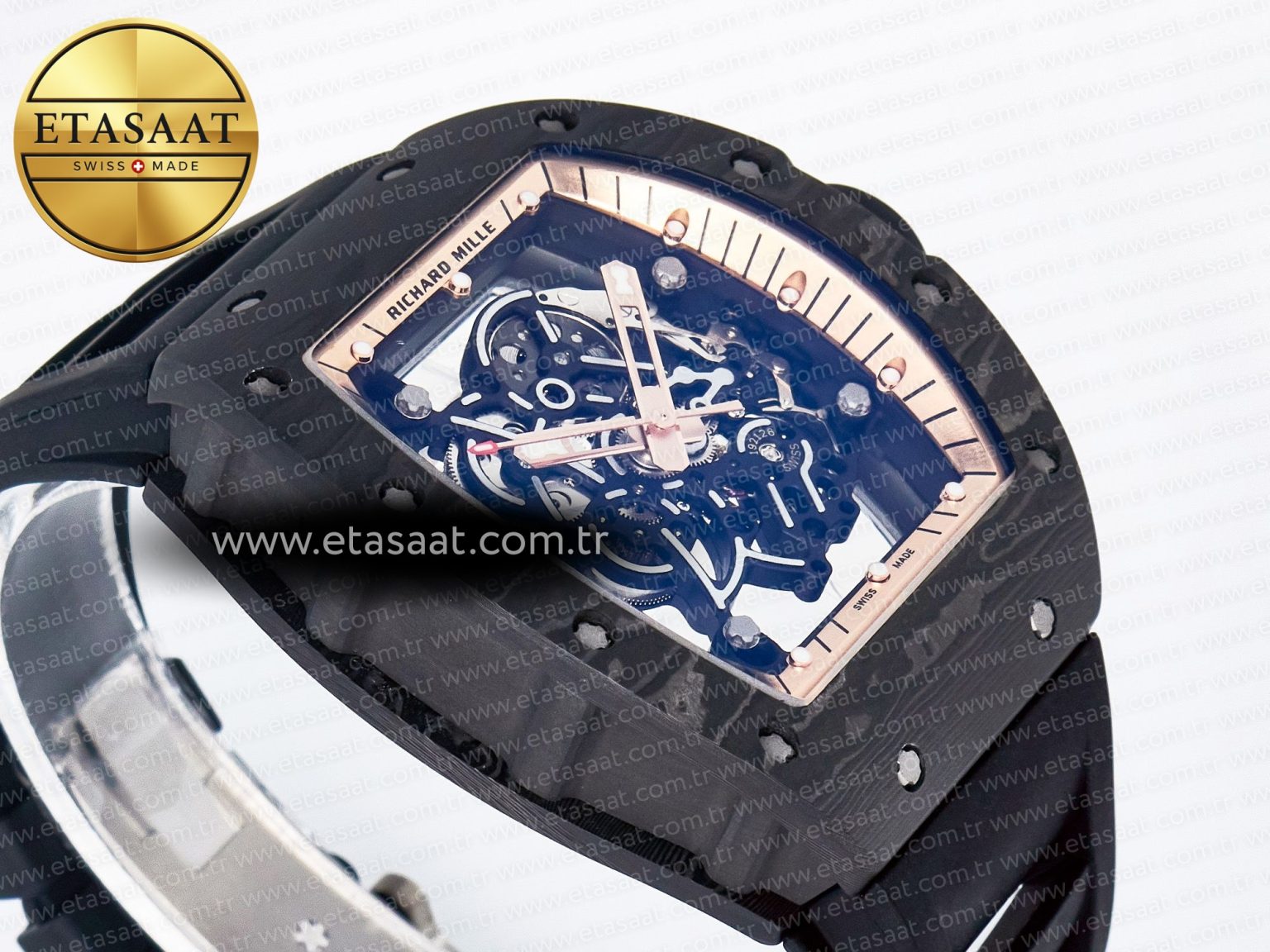 RM055 NTPT UOKF 1:1 Best Edition RG Inner Bezel Black Crown on Black Rubber Strap RMUL2 Super Clone - Görsel 7