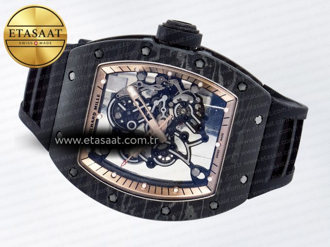 RM055 NTPT UOKF 1:1 Best Edition RG Inner Bezel Black Crown on Black Rubber Strap RMUL2 Super Clone - Görsel 9